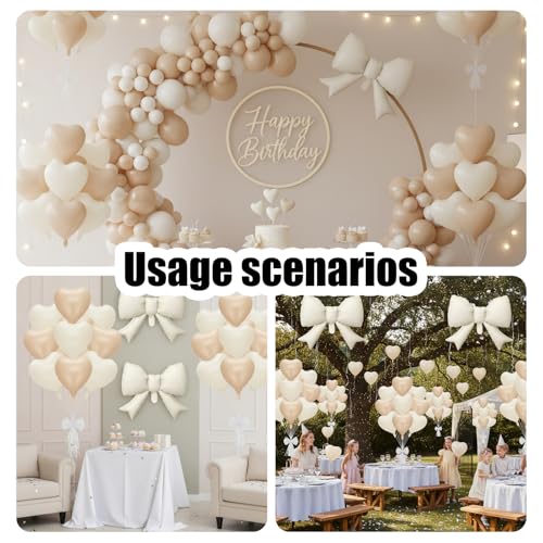 Elegant Cream Heart Balloon Set - 12-Piece for Weddings & Parties