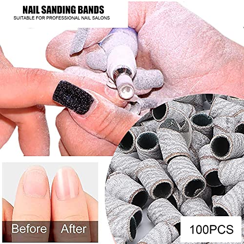 ZJchao 100pcs Nail Drill Sanding Bands 180 Grit Manicure Pedicure File Set
