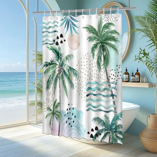 Mocsicka Tropical Shower Curtain 72x72 Inches Waterproof Polyester with Hooks