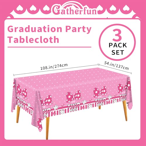 Cartoon Pink Bow Mouse Tablecloth - 3 Pack, 54x108 Inch for Birthday Parties
