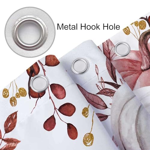 Uokiuki Fall Pumpkin Shower Curtain, Rustic Autumn Maple Leaves 70x70 Inch