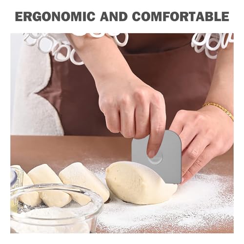 Matscover 5-Piece Plastic Pan Scraper Set - Durable ABS Kitchen Tool, Grey