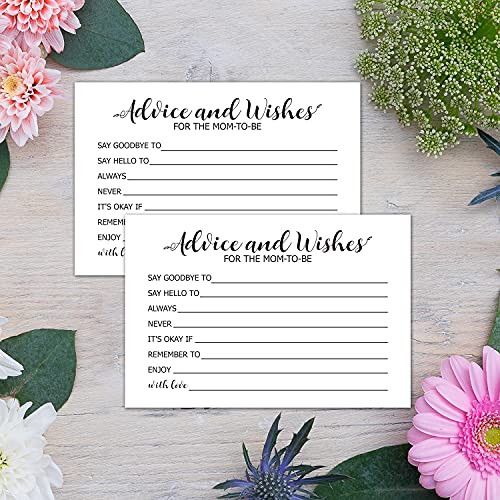 Baby Shower Advice Cards - 50 Pack 4x6 Inch Wishes for New Mom