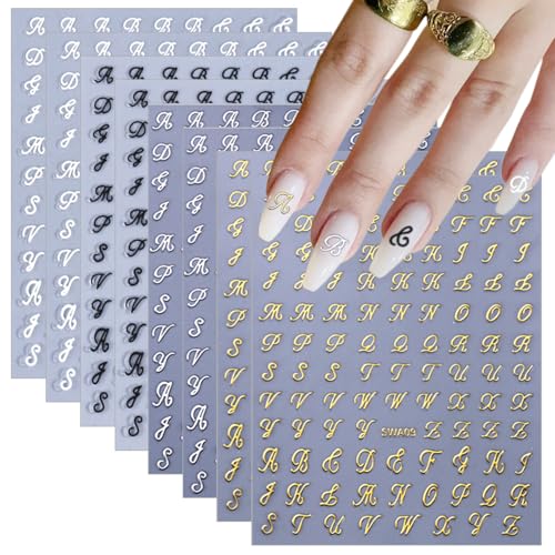 Retro English Letter Nail Art Stickers Self-Adhesive Decals