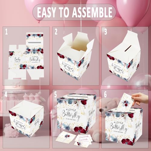Butterfly Diaper Raffle Box Set with 50 Tickets for Baby Shower