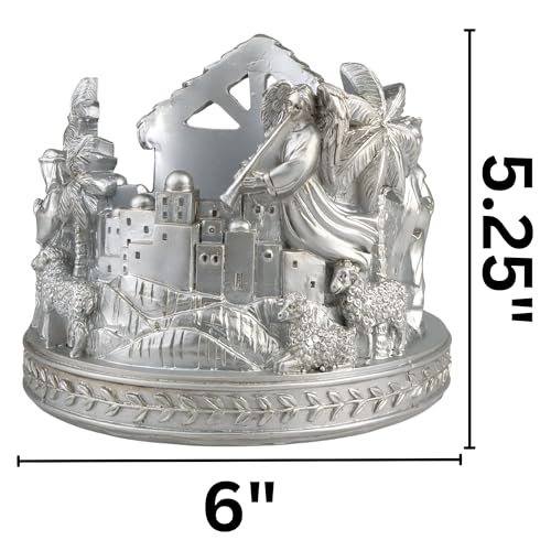 Nativity Scene Advent Wreath Candle Holder - Christmas Countdown Holy Family Centerpiece, 6x5.25 Inches
