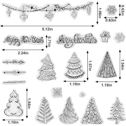 Christmas Clear Stamp Set with Snowflake Tree and Bulb Design - Style 7