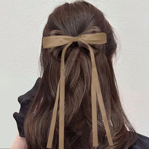 LAOTIDui Satin Hair Bow Clips for Women Large Coquette Hair Ribbon 2Pcs