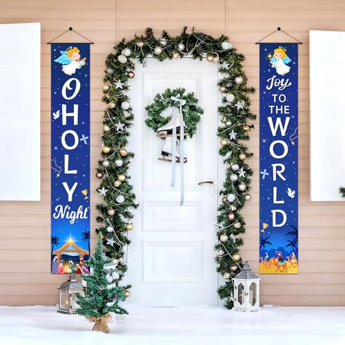 Outdoor Nativity Banner 71x12 Inch - Weatherproof Holiday Decor Set