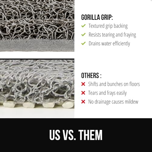 GORILLA GRIP Exfoliating Shower Mat, 24x16 Inch Gray Loofah Bath Mat