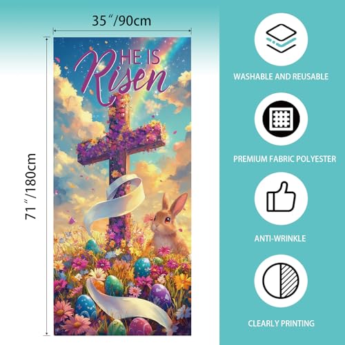Easter Door Cover - 71x35 Inch Bunny & Egg Decoration Banner