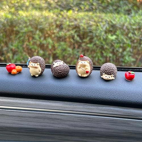 Kiofs 6-Piece Cute Hedgehog Figurines for Car Dashboard Decor