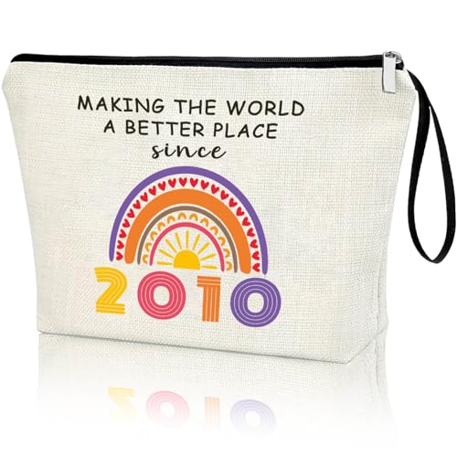 Creakraft 16th Birthday Makeup Bag Linen Travel Cosmetic Pouch