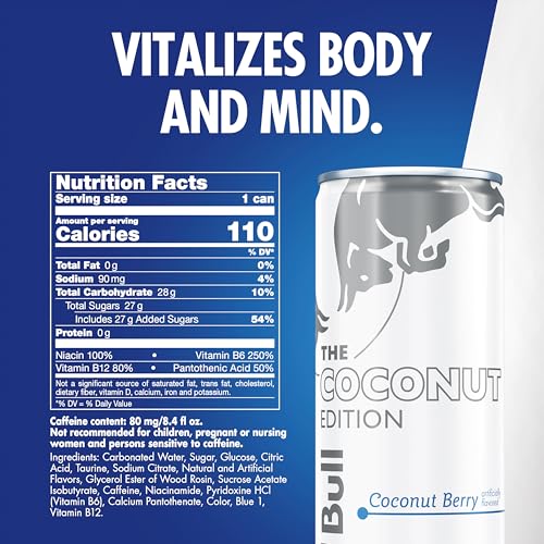 Red Bull Energy Drink Coconut Edition, 8.4 fl oz, Pack of 4