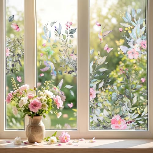 Reusable Floral Window Clings - 6 Sheets Summer Decor
