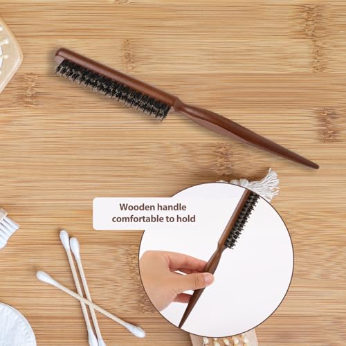 Styquenzer Boar Bristle Teasing Brush with Wooden Rat Tail Handle
