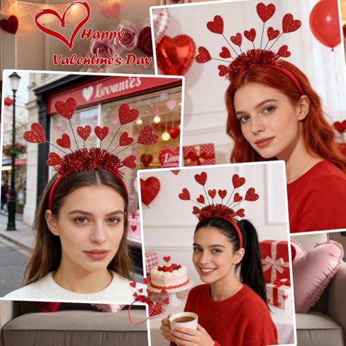 Valentine Heart Headband Glitter Sequin Hair Accessory for Women