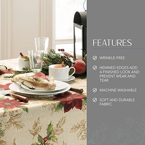 Festive Poinsettia Holiday Cloth Napkins Set of 4 - Multicolor Christmas Table Decor