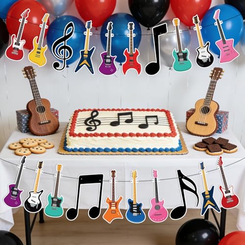 Guitar Cutout Banner for Music Theme Party Decor - 20 Pieces