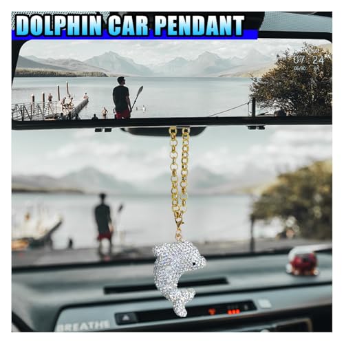 Bling Dolphin Car Ornament - Sparkling Rhinestone Pendant