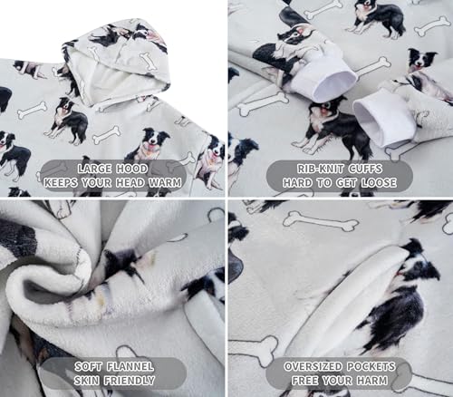Border Collie Dog Blanket Hoodie - Cozy Gift for Dog Lovers, Christmas & Birthday