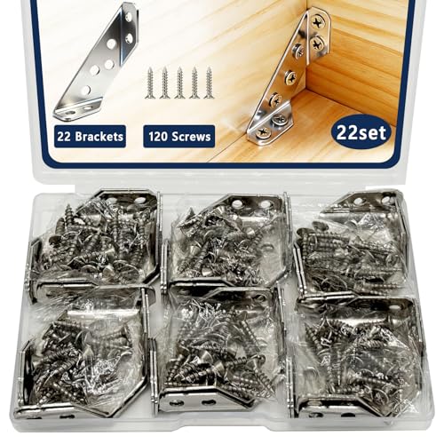 22-Pack Stainless Steel L Brackets for DIY Furniture Support