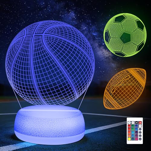 Sports Ball Night Light - 3D Acrylic Lamp with Remote & 16 Colors