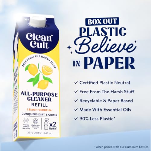 Cleancult All Purpose Cleaner Refill, Lemon Verbena, 32oz Eco-Friendly Paper
