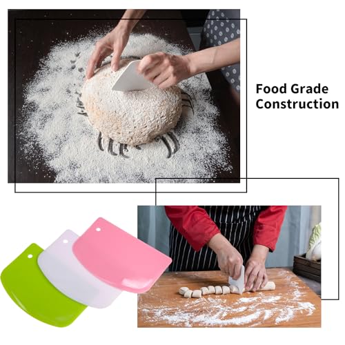Patty Both Plastic Dough Scraper and Bowl Cutter - 3 Pack Pastry Tools