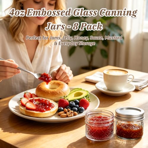 STARDISDE 4oz Clear Glass Mason Jars 8-Pack with Lids - Vintage Style, Food-Grade, Leakproof, DIY & Gift Set