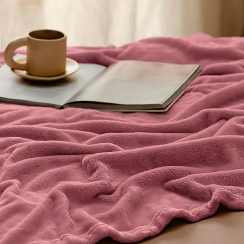 Bedsure Twin XL Fleece Blanket - Lightweight 300 GSM Flannel, Dusty Rose