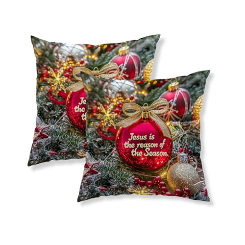 Jesus is the Reason Christmas Throw Pillow Covers - 18x18 Set of 2 #003