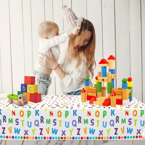3-Pack ABC Alphabet Tablecloths - 54x108 Inch Educational Party Covers