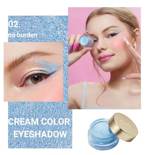 Oulac Blue Cream Eyeshadow Shimmer Glitter Long Lasting Highlighter 6g