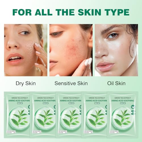 GUOYAOLIFU Tea Tree Facial Sheet Mask - 5 Pack Hydrating & Moisturizing