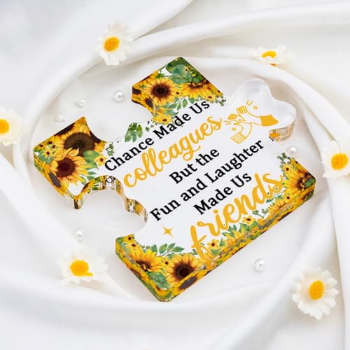 Acrylic Coworker Appreciation Desk Sign with Sunflower Design
