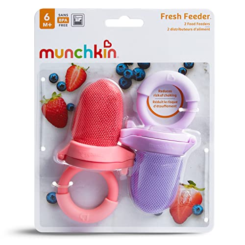 Munchkin Fresh Food Feeder 2-Pack - Baby Mesh Teething Feeder, Coral/Purple