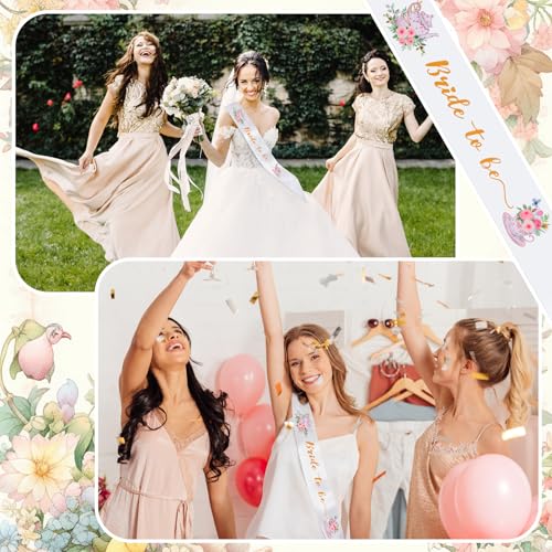 Tea Party Bride To Be Sash - Floral Satin Bachelorette Decor
