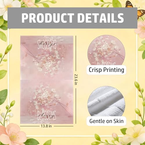 Cherry Blossom Kitchen Towel Waffle Cotton Spring Pink Hand Tea Towel