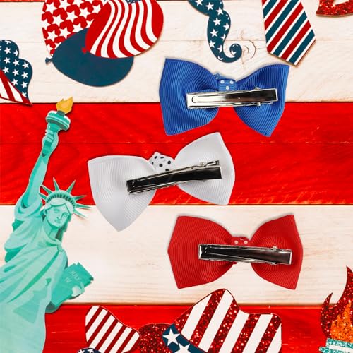 American Flag Hair Bow Clips - Patriotic 4th of July Hair Accessories