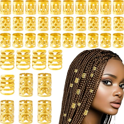 SmallCat 80 Pcs Gold Hair Jewelry for Braids & Dreadlocks Cuffs