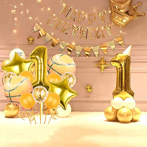 Basketball Themed Balloon Set - 12 Pcs for 1st Birthday Party
