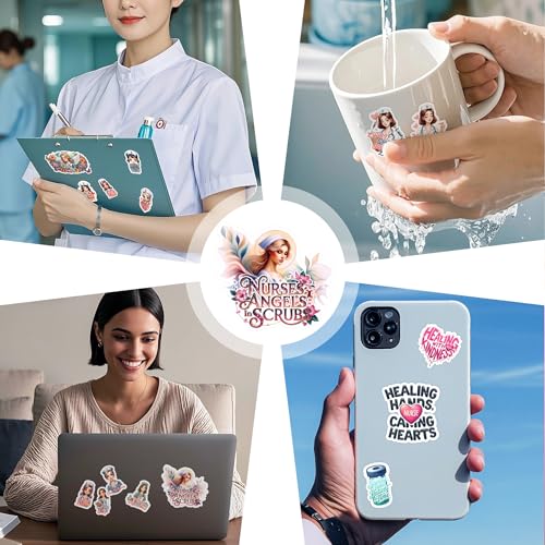 BETANAS 60 PCS Nurse Stickers Waterproof Motivational Medical Decals