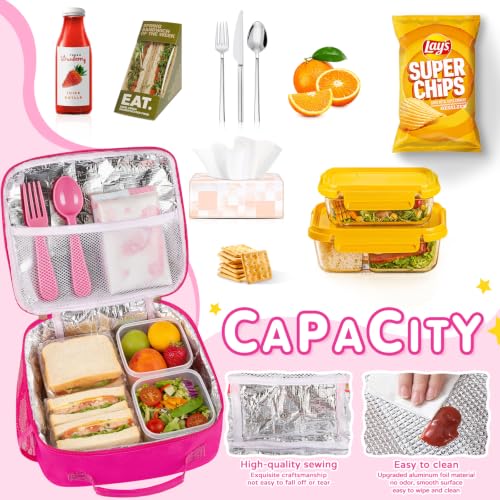 Nsrzua Insulated Lunch Bag for Kids - Leakproof Tote with Adjustable Strap