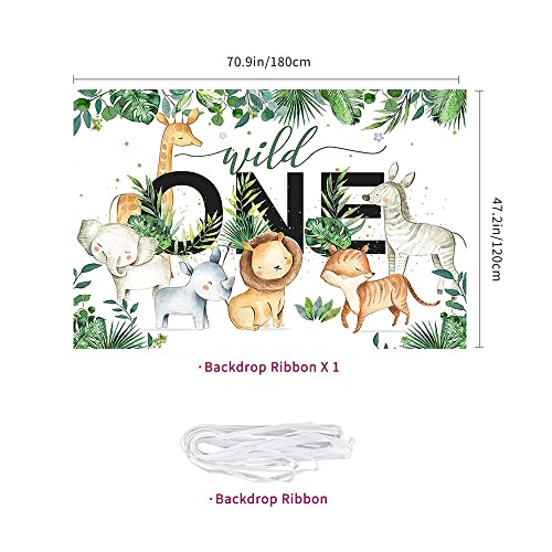 Jungle Animals 1st Birthday Backdrop Banner - 70.8 x 47.2 in