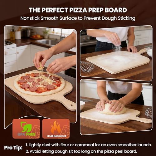 Gicyiit 11-Inch Wooden Pizza Peel with Beveled Edge for Easy Launching