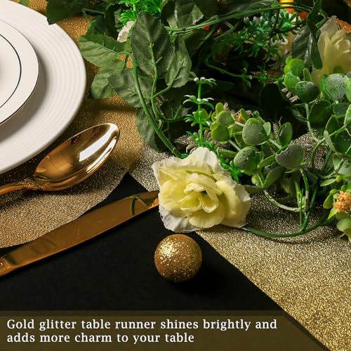 Gold Table Runner 11x108 Inches - 2 Pack, Wedding Party Decor, Gold Sand Variation