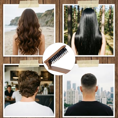 Foldable Boar Bristle Hair Brush - 2 Pack Mini Travel Detangling Brush