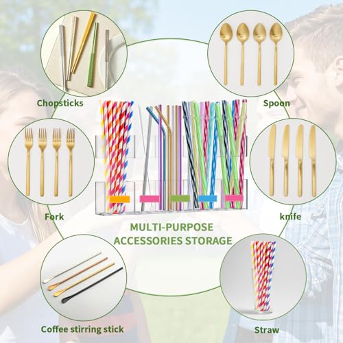 Ragontil Adjustable Acrylic Straw Holder for Cabinet Doors