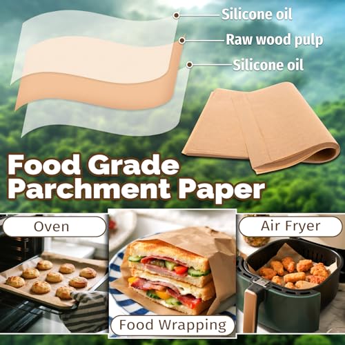 MAQIHAN Unbleached Non-Stick Parchment Paper Sheets - 50 PCS, 9x13 inch